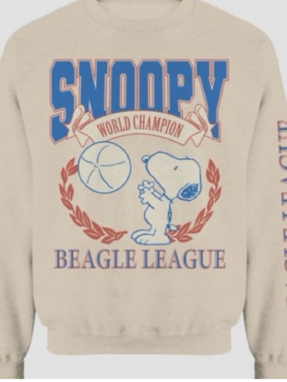 Men's Peanuts Snoopy Crewneck Pullover Sweatshirt - Tan Size Small New